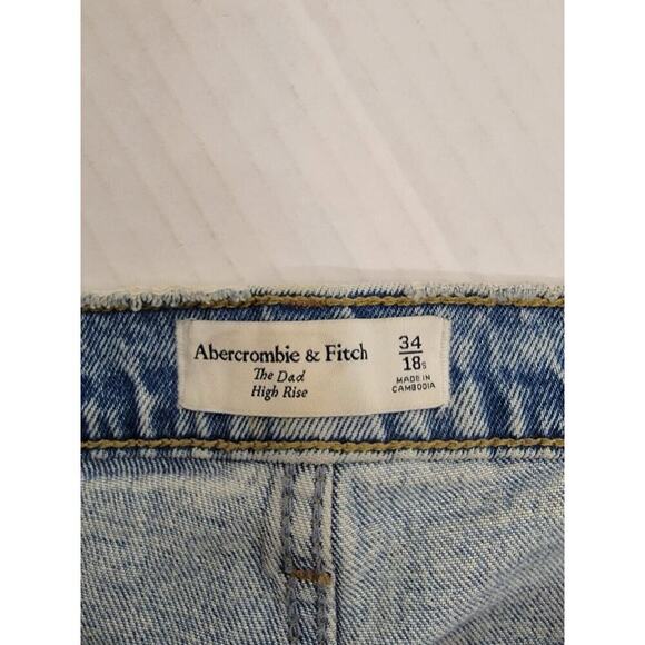 Abercrombie & Fitch Jeans Womens 34 Dad Straight High Rise Stretch Button Fly - Picture 4 of 8